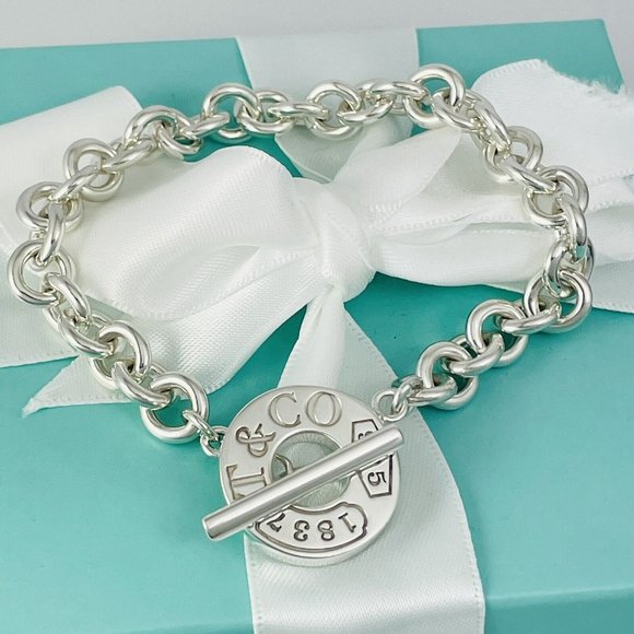 8.25" Large Tiffany & Co Sterling Silver 1837 Men's Unisex Toggle Bracelet - Picture 2 of 8